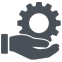 hand with configuration cog icon