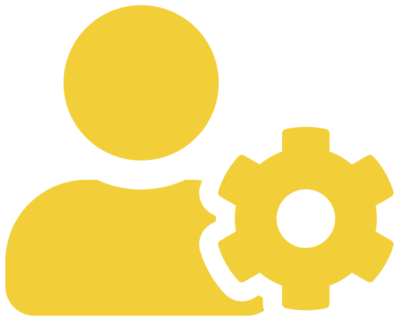 person with configuration wheel icon